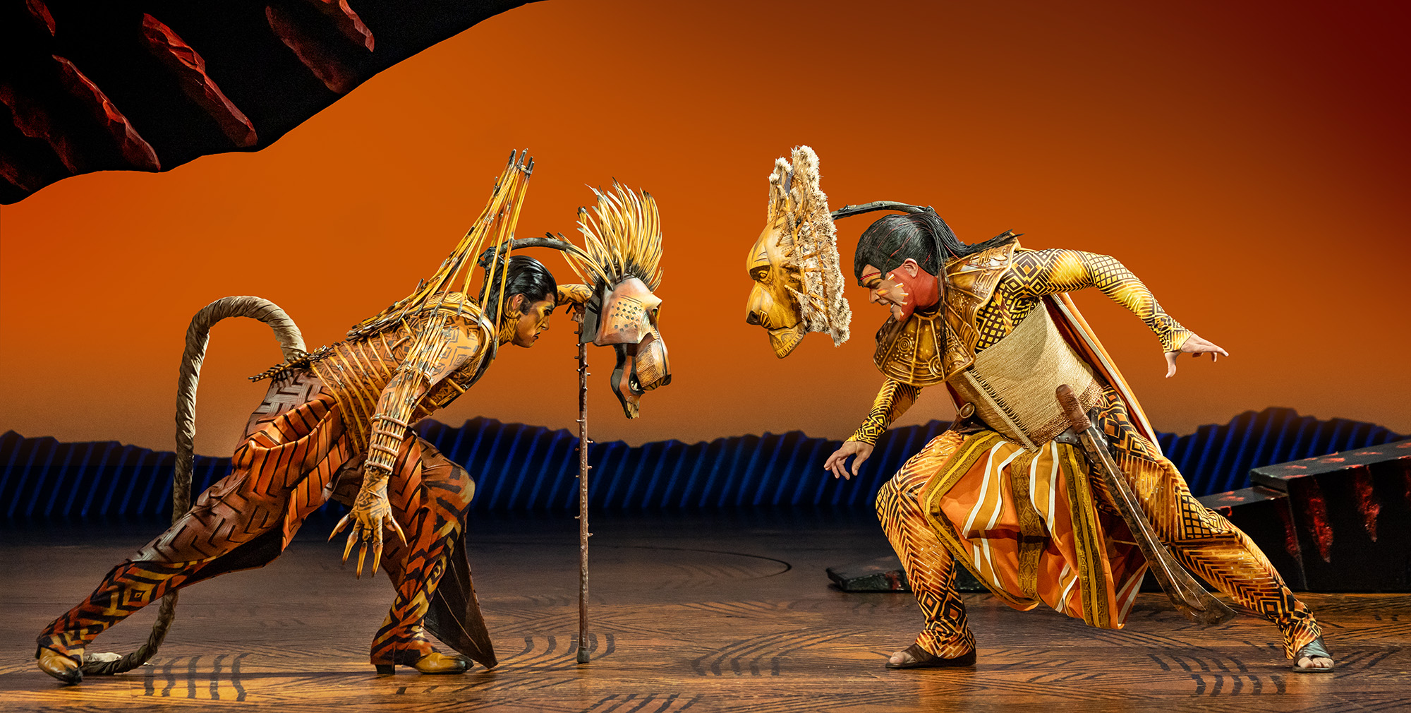 Image-Daniel Frederiksen as Scar. Nick Afoa as Mufasa. The Lion King. (c) Disney. Photo by Daniel Boud